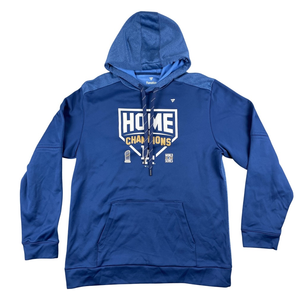 Fanatics Hoodie Mens L Blue Los Angeles Dodgers World Series Champions Pullover